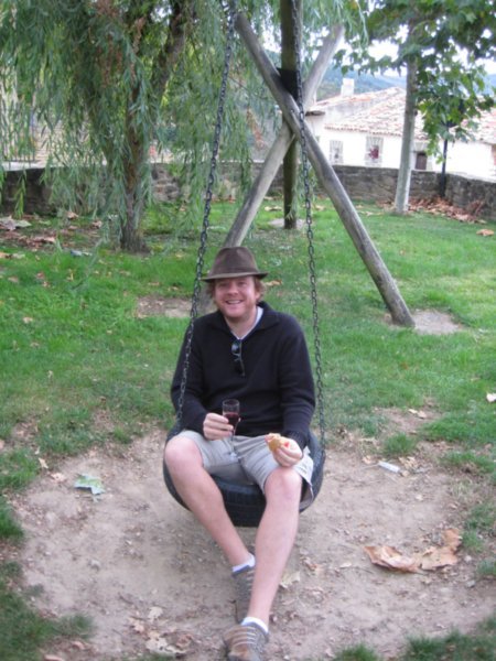 Wine and a swing during a picnic in "el campo" ...