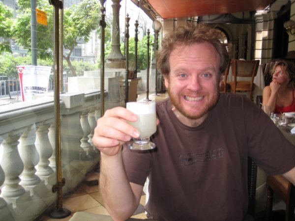 David responds to his first sip of Pisco sour
