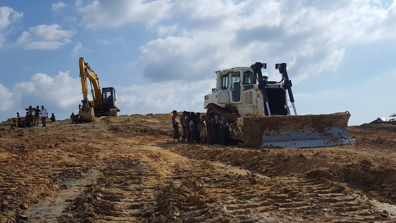 New roads under construction at Kutupalong refugee settlement