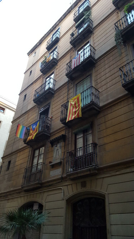 A lot of Catalan and Spanish flags, a tense political time for the country