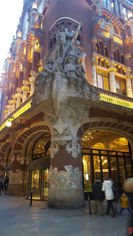 The Palau de la Música Catalana is a concert hall and has Gaudi touches on it