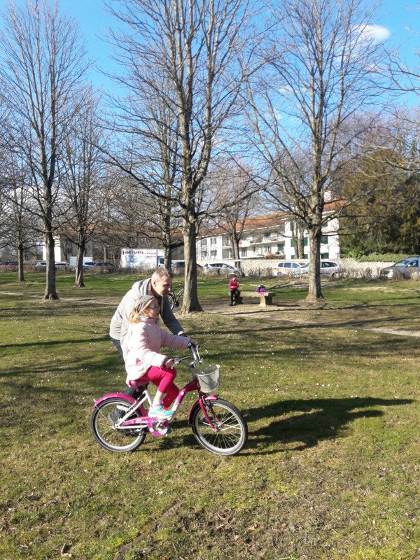 Ems learning to ride her bike, spring is here