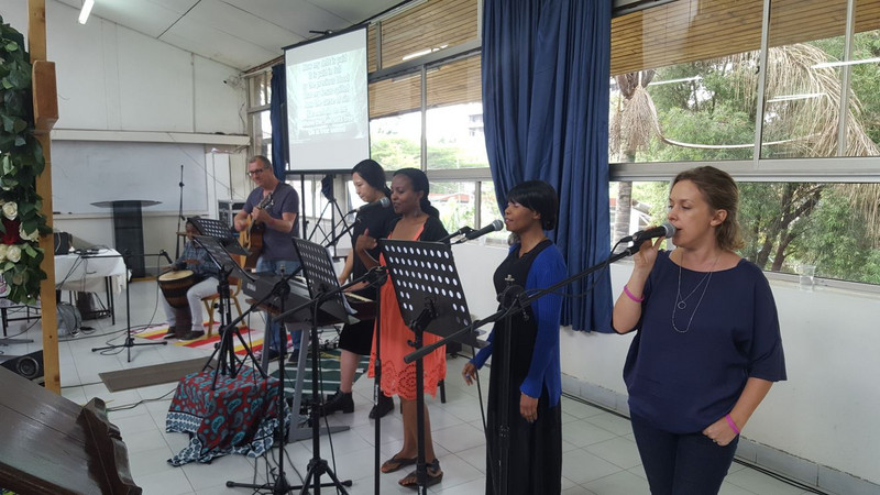 The worship band at LVC, Jo and Duv in the team