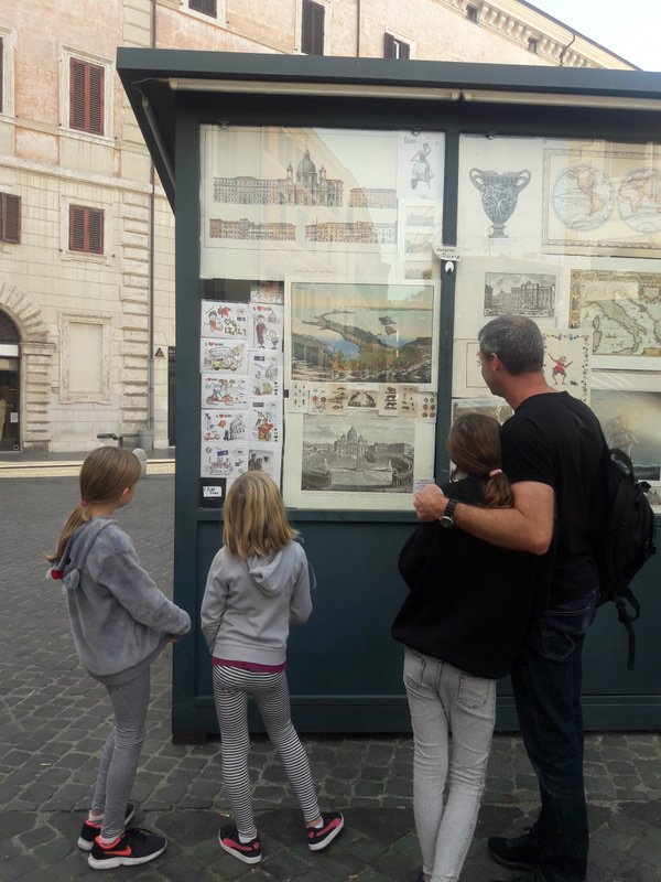 Appreciating art as we walk the streets, Rome