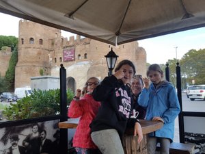 Hot chocolate with the city walls in the background, Rome