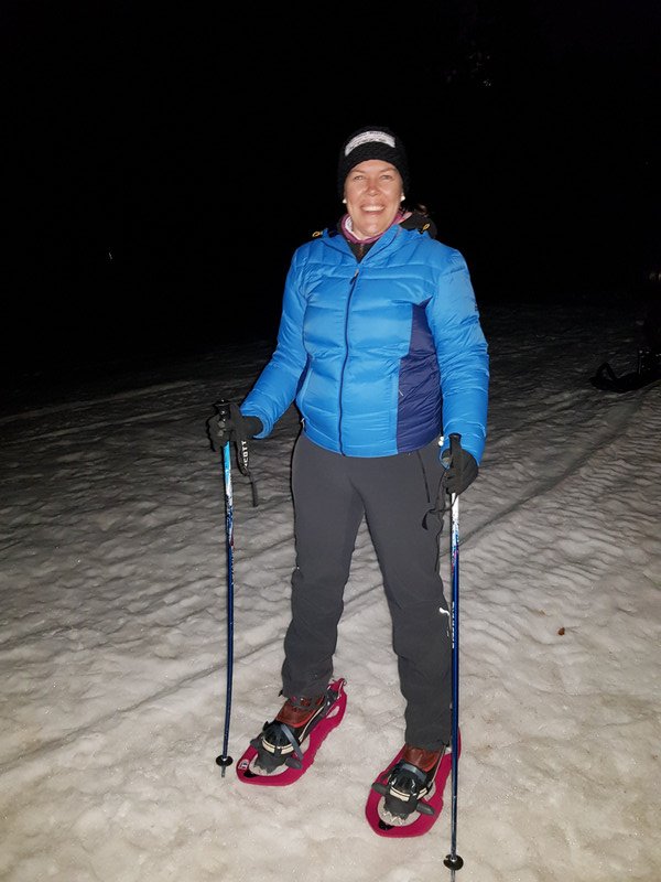 Miriam snowshoeing