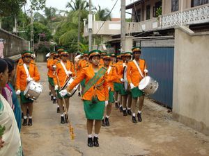 Marching girls at Agamethi School opening ceremony.