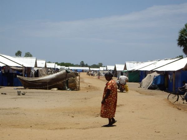 Refugee camp for people displaced by the recent aerial bombing.