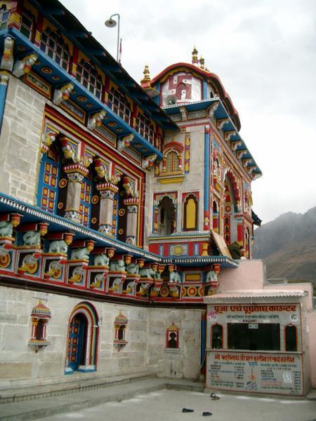 Badrinath temple on the Mountain. 