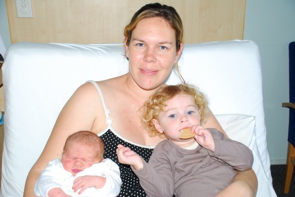 The Day Hayley was born, with proud Mum and big sister