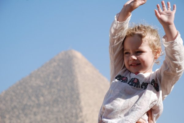 Charlotte enjoying the pyramids,