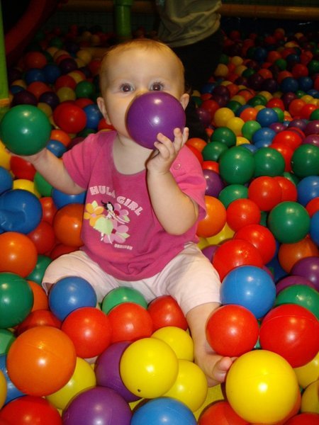 Hayley enjoying the ball pit in the largest mall in the world