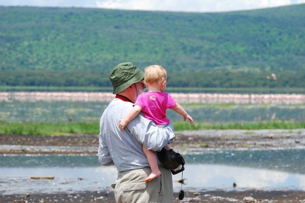 Grandpa & Hayley checking out the flamingos