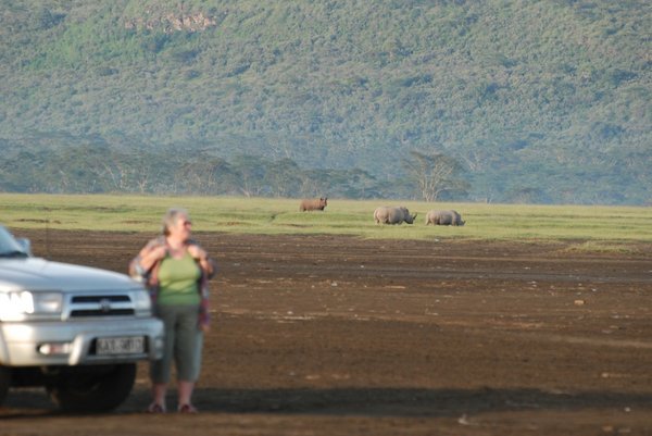 Grandma a tad close to the Rhinos