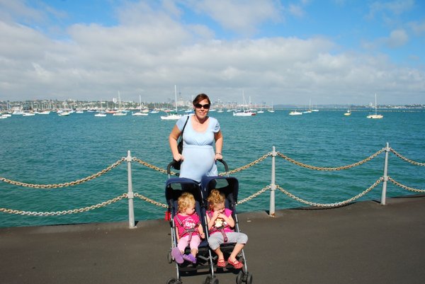 Miriam & the girls, overlooking Auckland City