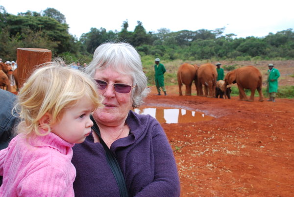Hayley & Grandma Lois at the elephant orphanage