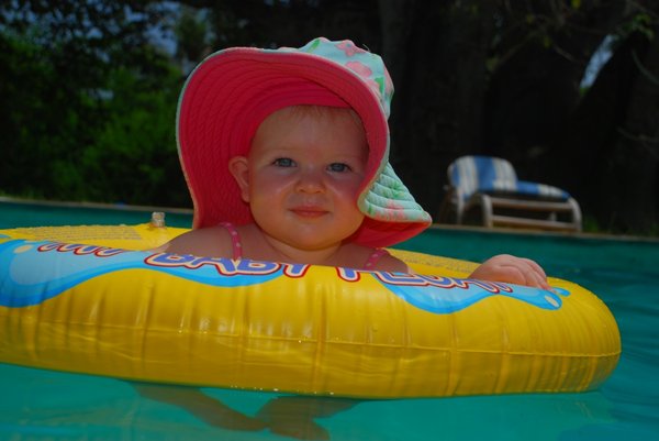 Emma enjoying the pool