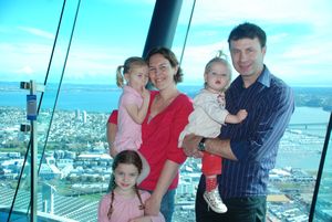 Family photo op at the top of Skytower