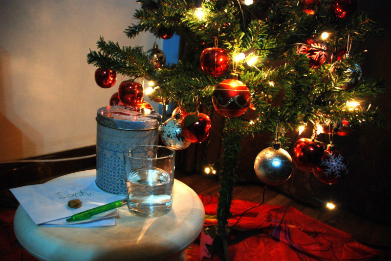 Water and cookies for Santa