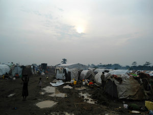 Temporary shelters constructed by refugees, Bundibugyo