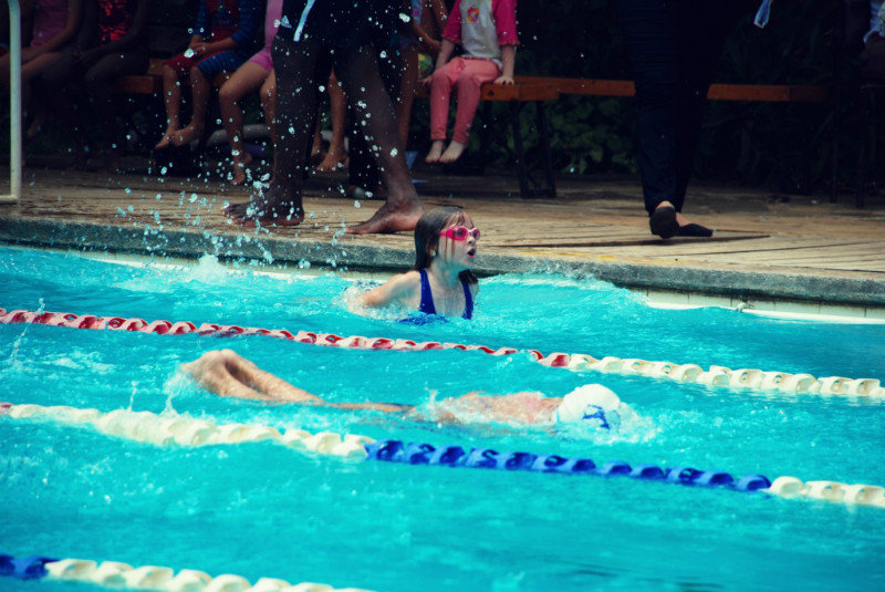 Charlotte swimming butterfly, while Mum dies of shock that she actually can do this stroke