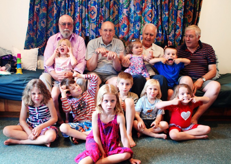 Grandpa and his brothers with the grandkids.