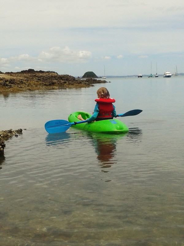 Hayleys first solo kayak, Waiheke.