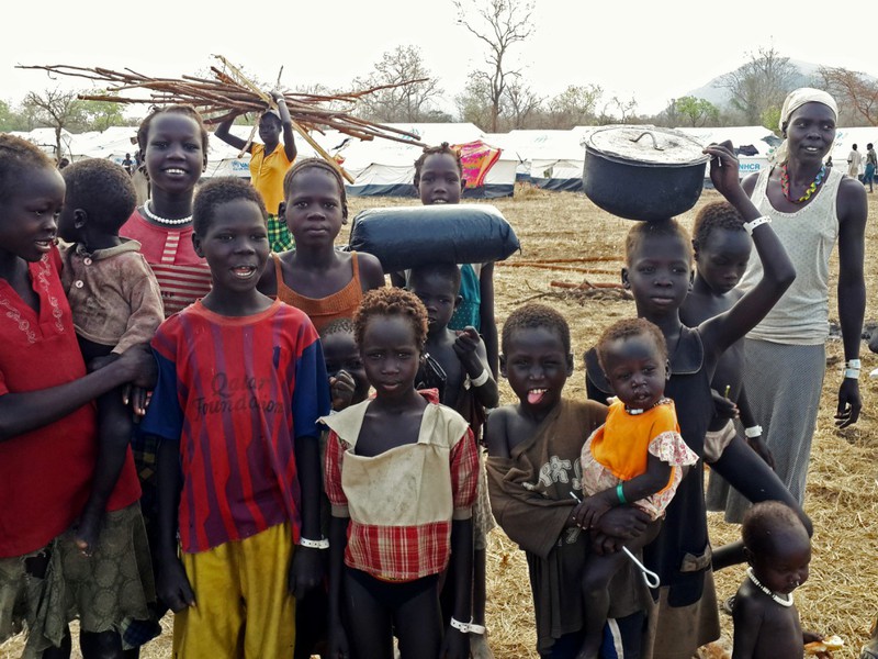 South Sudanese family, 80 percent of new arrivals are women and children