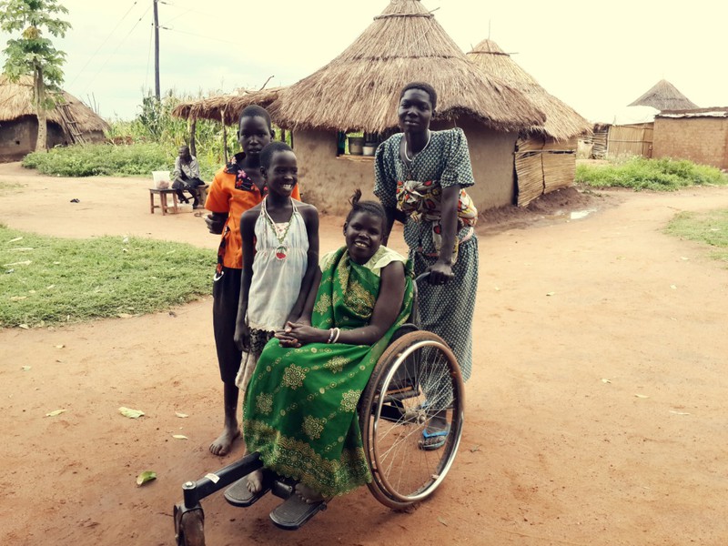 New wheelchair on arrival in Uganda