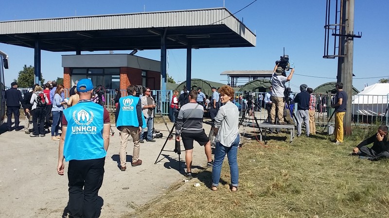 Media crews at the border