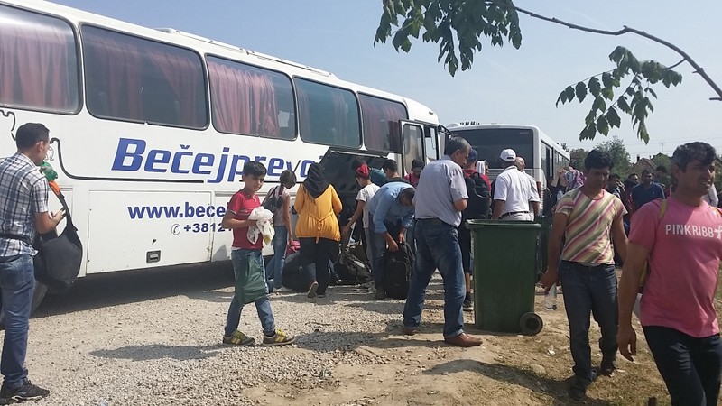 Bus arriving with more refugees