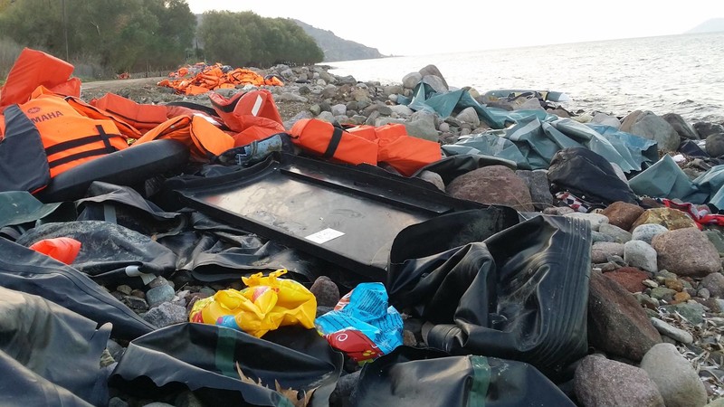 The coast is now littered with life vests. Over 450,000 people have travelled this route through Lesbos. The Island now has 3000m3 of life vests in their landfill. We are working on options for recycling.