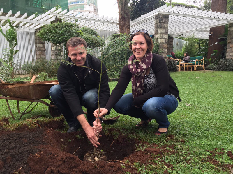 Planting a tree at our LVC farewell, the church plant