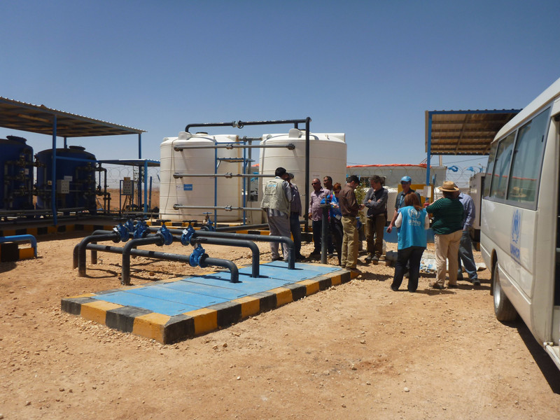 Bore hole and water treatment plant Azraq camp Jordan