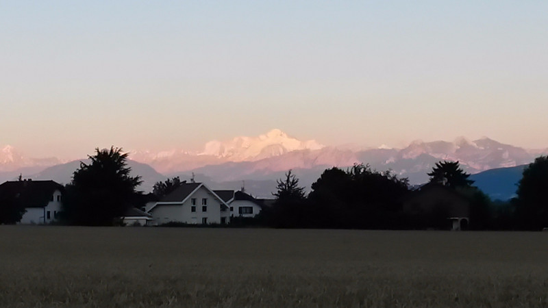 Views of Mont Blanc from the field behind our house