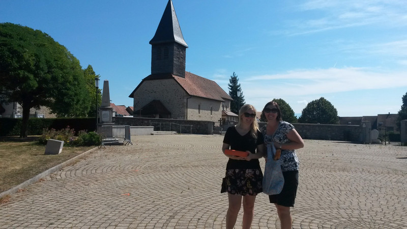 Church in Prevessin main street with my sister