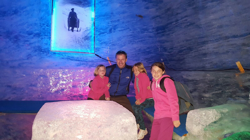 Murray and the girls in the Snow cave 