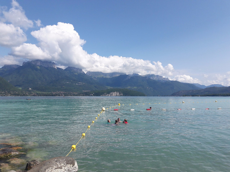 Swimming at Annecy with friends