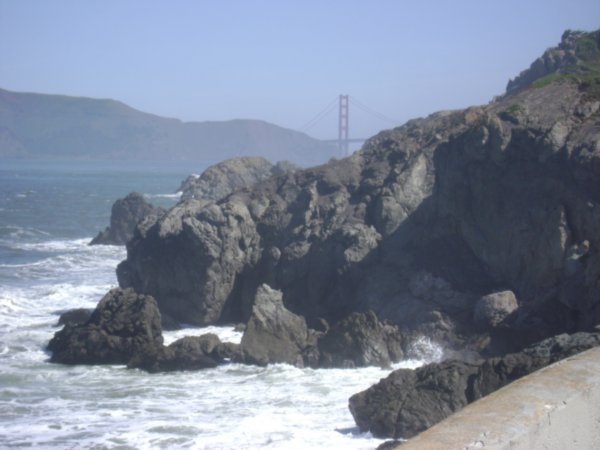 View of Golden Gate Bridge from Sutro Baths