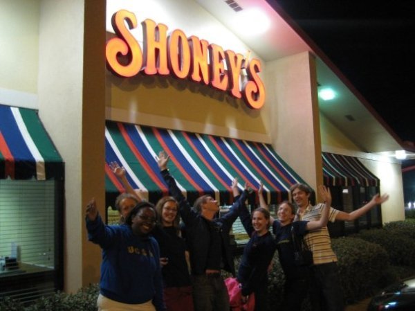 The gang at Shoney's restaurant