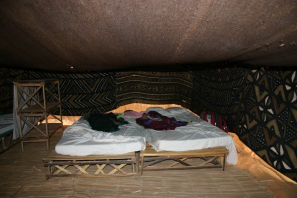 inside view of visitor's tent
