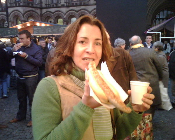 Lola and her sausage in Manchester!