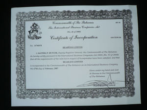 Headless, certificate of incorporation