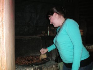 Roasting the cacao beans