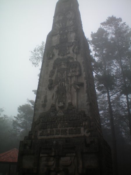 A statue in the mist