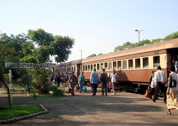 Train after pulling into Vic Falls station