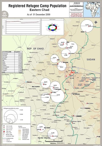 Map of refugee camps in eastern Chad