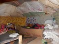 Inside refugee family sleeping room
