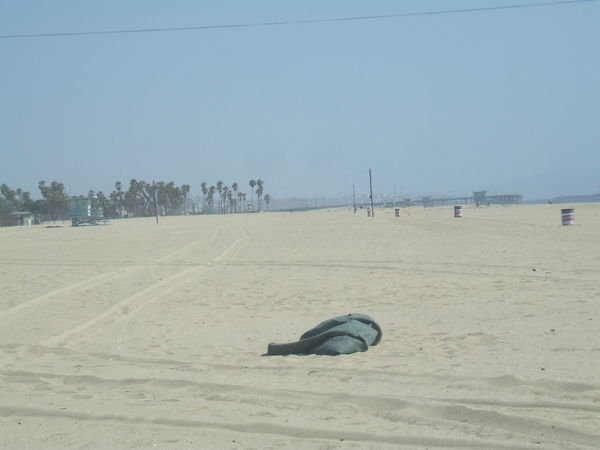 Homeless Man on Santa Monica Beach
