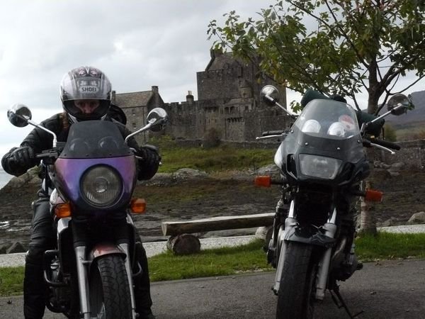 Gill, the bikes and a castle in the Kyle of Localsh